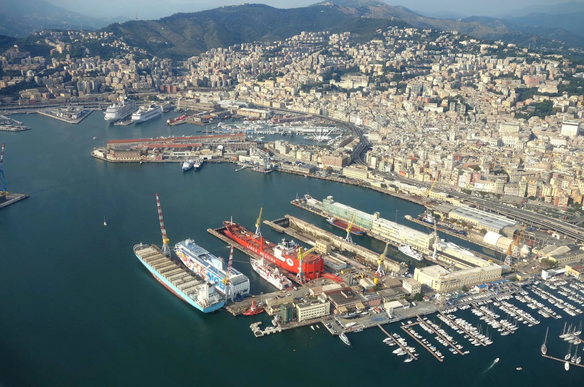 Aerial view of the Port of Genoa