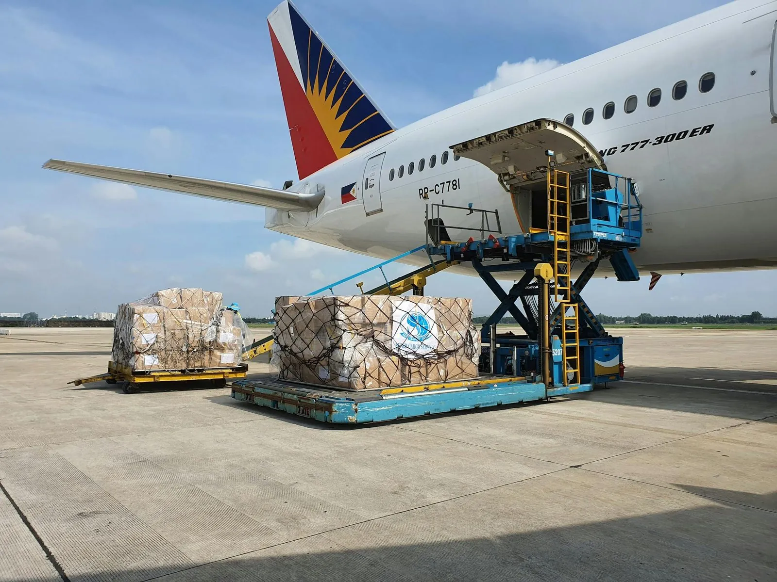Cargo aircraft being loaded — international air freight